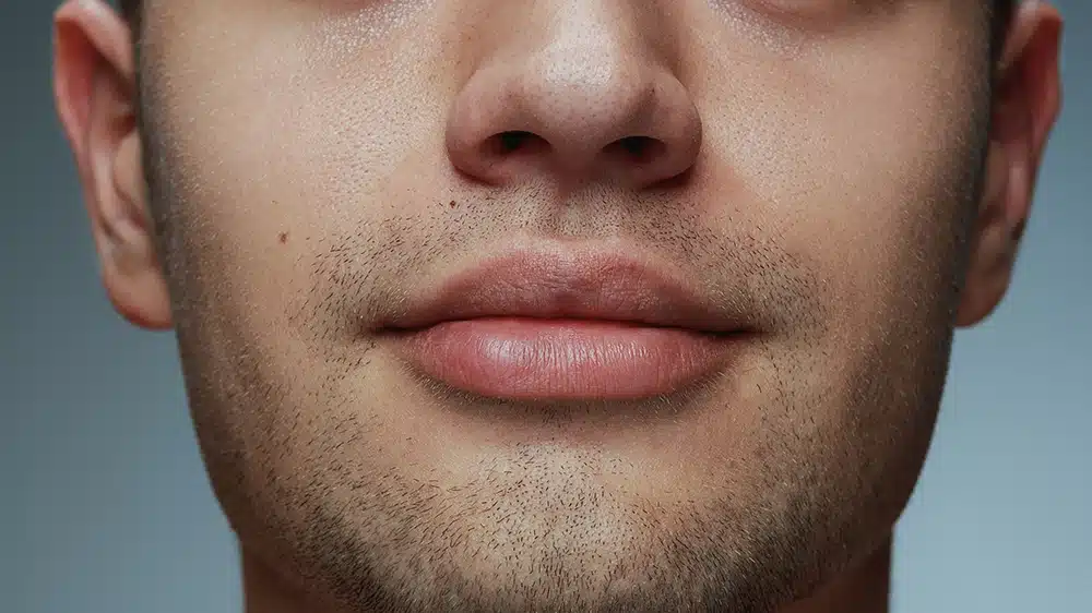 Male Lips With Volume And Subtle Facial Hair