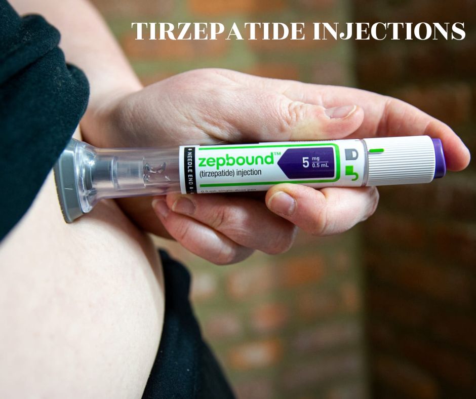 Patient injecting herself with Tirzepatide.