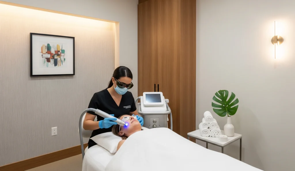 aesthetic specialist performing laser treatmetn | Cosmetic Injectables Center Medspa | Sherman Oaks, Los Angeles, CA
