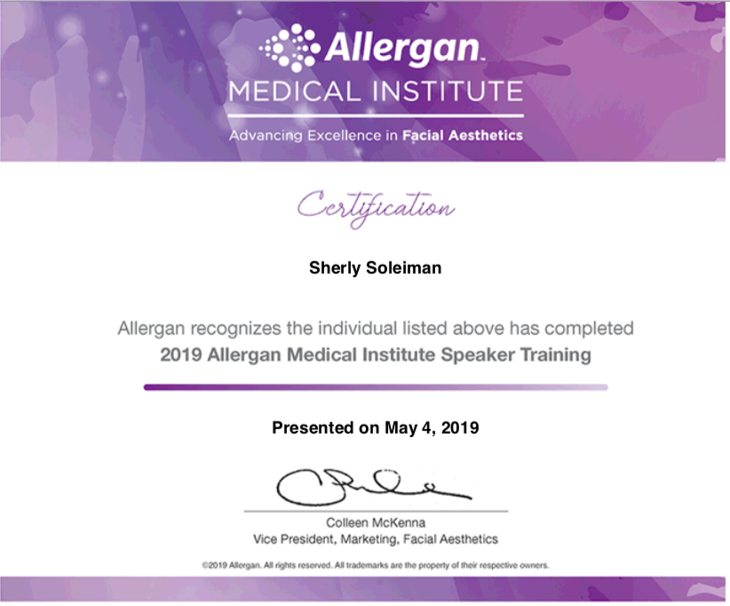 Dr Soleiman An Allergan Company Of Botox Voluma Juvederm Trainer For Other Physicians 2019 | Cosmetic Injectables Center Medspa | Sherman Oaks, Los Angeles, Ca