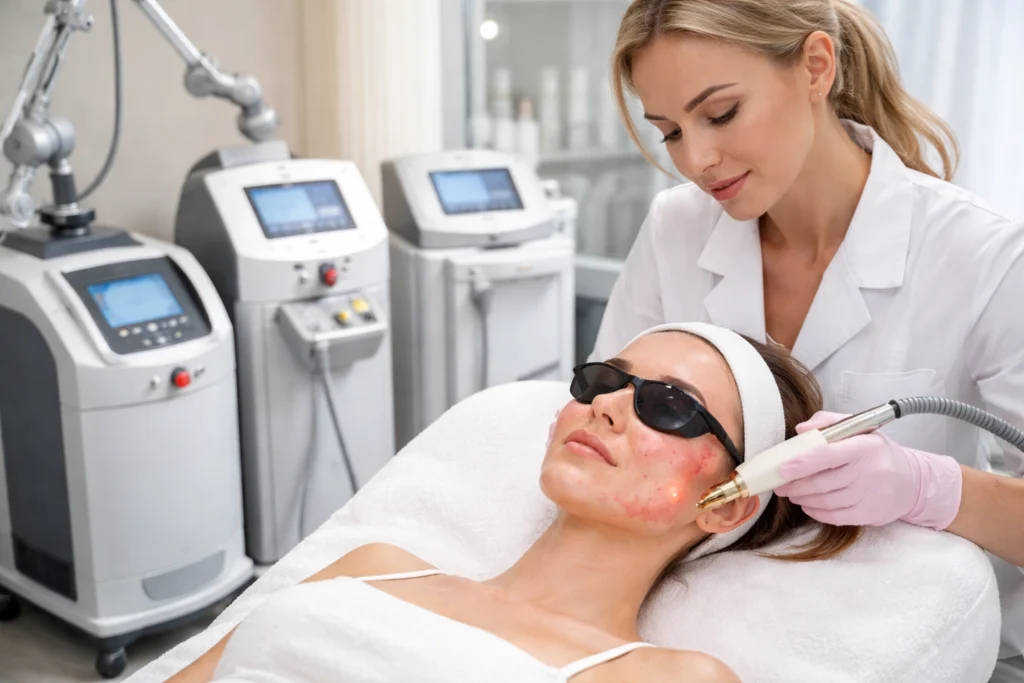Acne Treatment Using Laser Device At Medical Spa